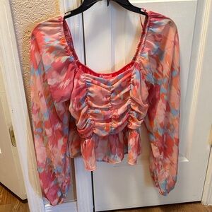 Colorful Women's Ruched Blouse
